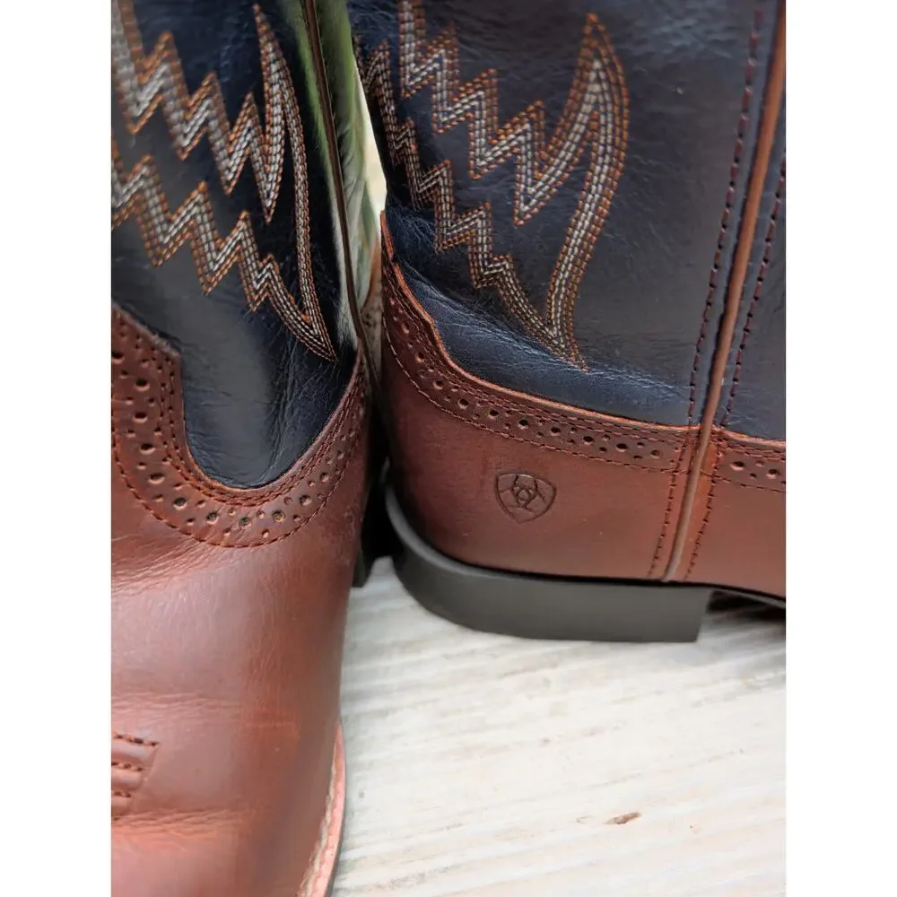 Ariat Youth Kid Tycoon Western Leather 6 Boots Wiggle Room 10021591 Brown Blue